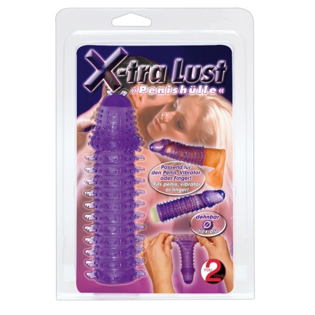 Nasadka na penisa Super Stretch Lila — elastyczny elastomer TPE, długość 14,5 cm, średnica 2 cm - 3