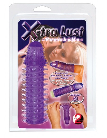 Stymulująca Nakładka Na Penisa Super Stretch Lila - Przedłużki i nakładki na penisa - 3