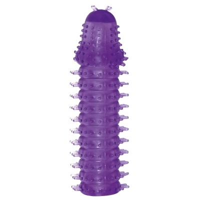 Nasadka na penisa Super Stretch Lila — elastyczny elastomer TPE, długość 14,5 cm, średnica 2 cm - 1 2