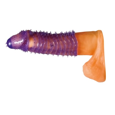 Nasadka na penisa Super Stretch Lila — elastyczny elastomer TPE, długość 14,5 cm, średnica 2 cm - 5