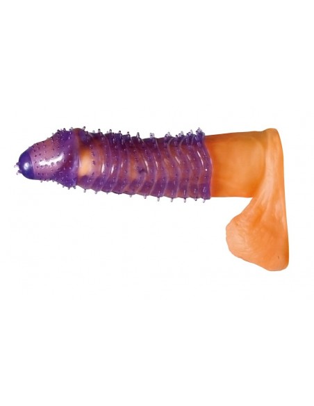 Stymulująca Nakładka Na Penisa Super Stretch Lila - Przedłużki i nakładki na penisa - 5