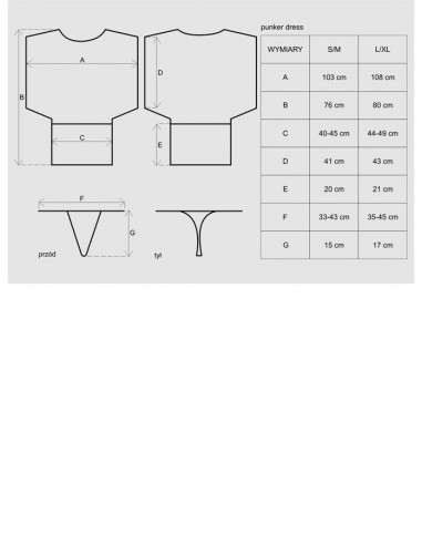 Bielizna Nocna Punker Sukienka I Stringi  S/M - Koszule nocne - 3