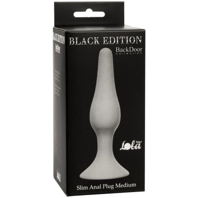 Korek analny Plug-Slim Medium Grey - silikon medyczny, podstawa-przyssawka, dł. 11,5 cm, śr. maks. 2,7 cm - 1 2