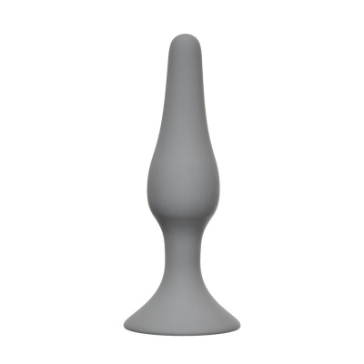 Korek analny Plug-Slim Medium Grey - silikon medyczny, podstawa-przyssawka, dł. 11,5 cm, śr. maks. 2,7 cm - 1