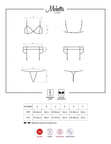 Komplet Bielizny Moketta 3-Częściowy L/Xl - Komplety bielizny erotycznej - 7