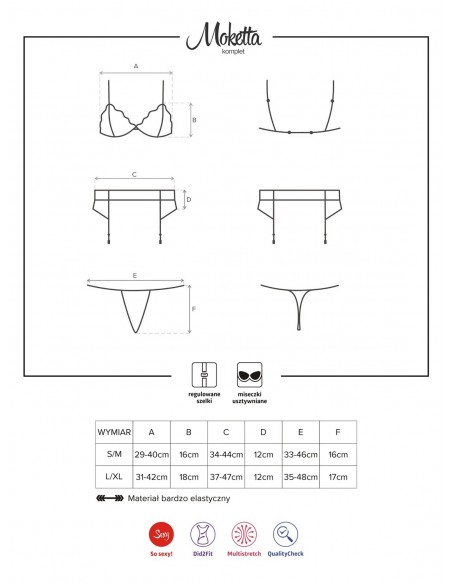 Komplet Bielizny Moketta 3-Częściowy L/Xl - Komplety bielizny erotycznej - 7