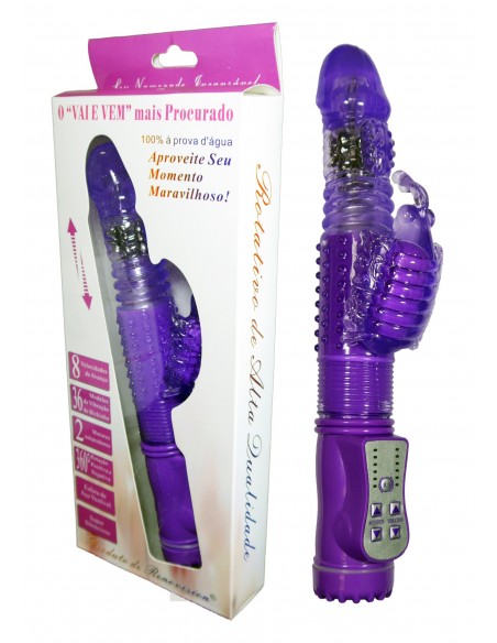 Fioletowy Wibrator Króliczek 36 Funkcji Wibracji, Rotacji, Góra/Dół - Wibratory Króliczki - 2