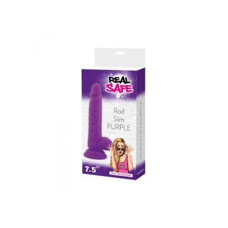 Silikonowe Dildo Real Safe Rod Slim 19 cm Fioletowy - 2