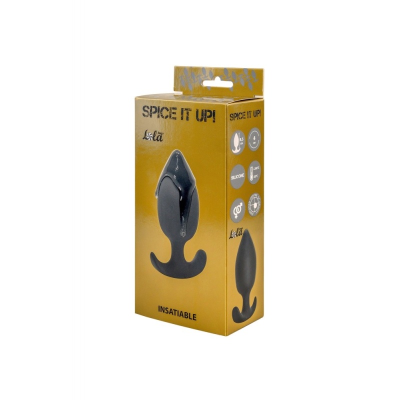 Plug analny Spice it Up Insatiable Dark Grey z przesuniętym środkiem ciężkości i ruchomą kulką, 10,5 cm - 2