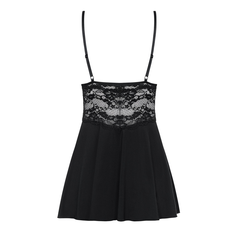 Bielizna nocna 810-Bab-1 Babydoll I Stringi Czarna - 2