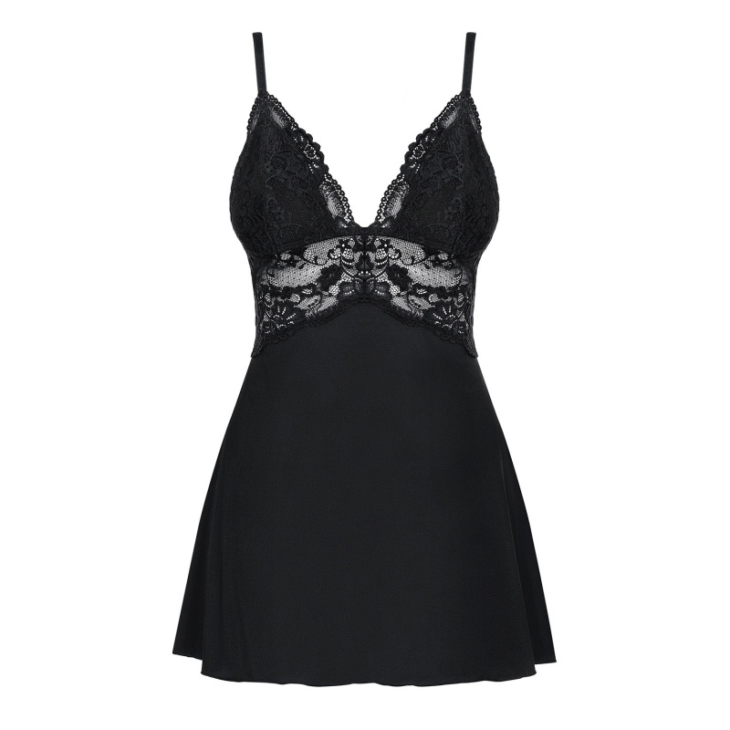Bielizna nocna 810-Bab-1 Babydoll I Stringi Czarna - 3