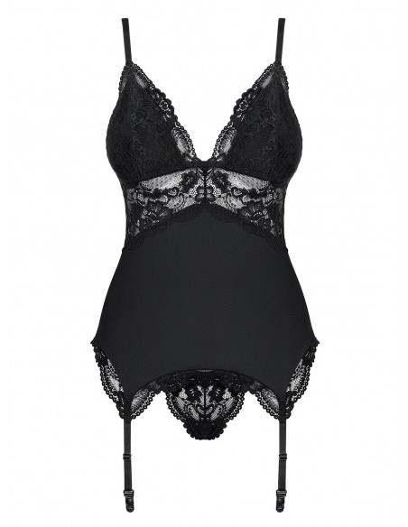 Zestaw 810-Cor-1 Gorset I Stringi Czarny - Komplety bielizny erotycznej - 5