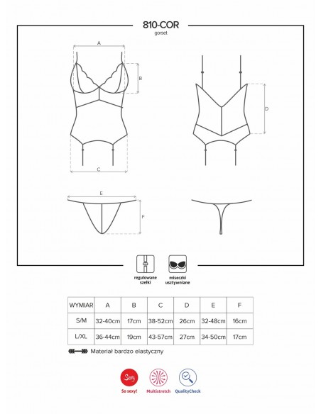 Zestaw 810-Cor-1 Gorset I Stringi Czarny - Komplety bielizny erotycznej - 7