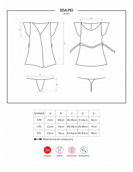 Szlafrok erotyczny 854-Pei-1 Szlafrok I Stringi  S/M - Szlafroki, kimona - 7