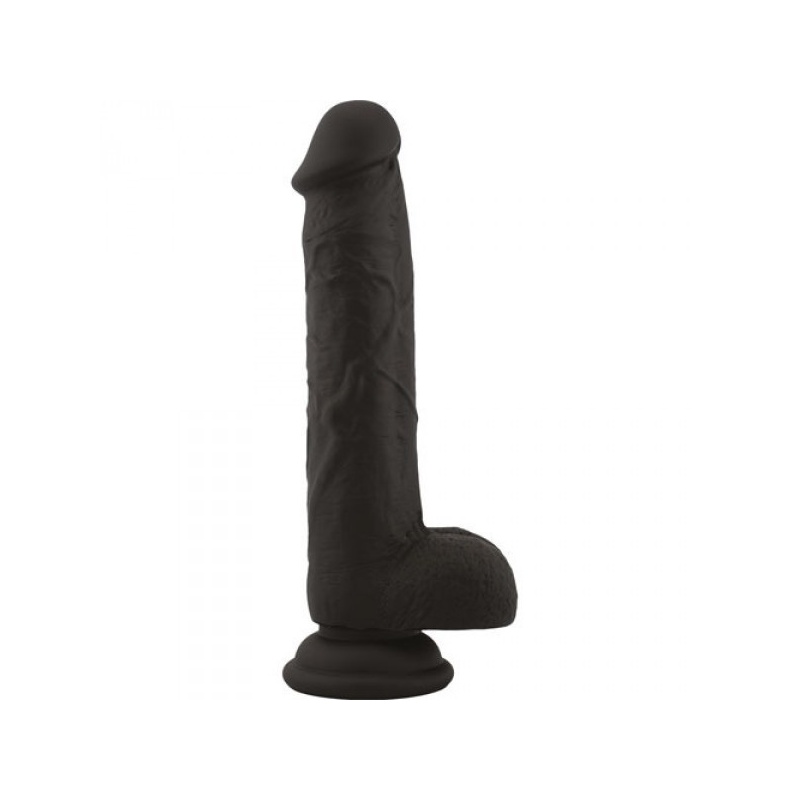 Realistyczne Dildo Real Safe Brush 21 cm z jądrami i przyssawką, czarny - 1
