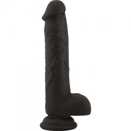 Realistyczne Dildo Real Safe Brush 21 cm z jądrami i przyssawką, czarny - 1