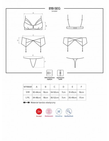 Komplet 3-Częściowy Bielizny Erotycznej 818-Seg-1 S/M - Komplety bielizny erotycznej - 7