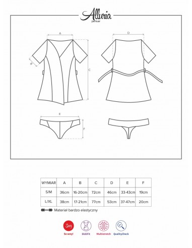 Bielizna Nocna Alluria Peniuar I Stringi  S/M - Koszule nocne - 7