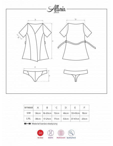 Bielizna Nocna Alluria Peniuar I Stringi  S/M - Koszule nocne - 7