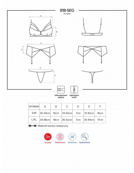 Komplet 3-Częściowy Bielizny Erotycznej 818-Seg-1 L/Xl - Komplety bielizny erotycznej - 7