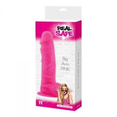 Realistyczne Dildo Big Arm 28 cm z Jądrami i Przyssawką Różowe - 1 2