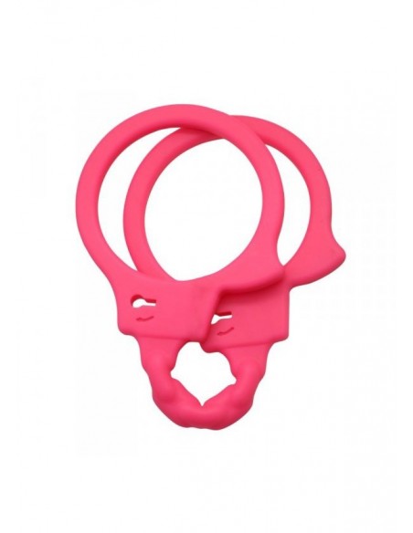 Realistyczne kajdanki erotyczne z silikonu Różowe - Kajdanki erotyczne - 3