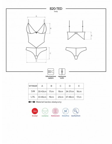 Bielizna erotyczna 820-TED-1 body L/XL - Body - 7
