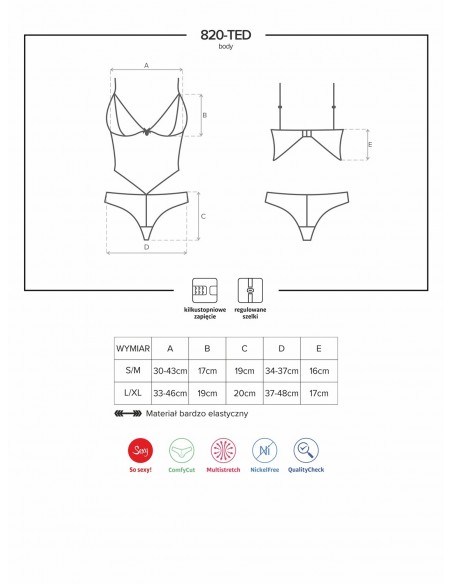 Bielizna erotyczna 820-TED-1 body L/XL - Body - 7