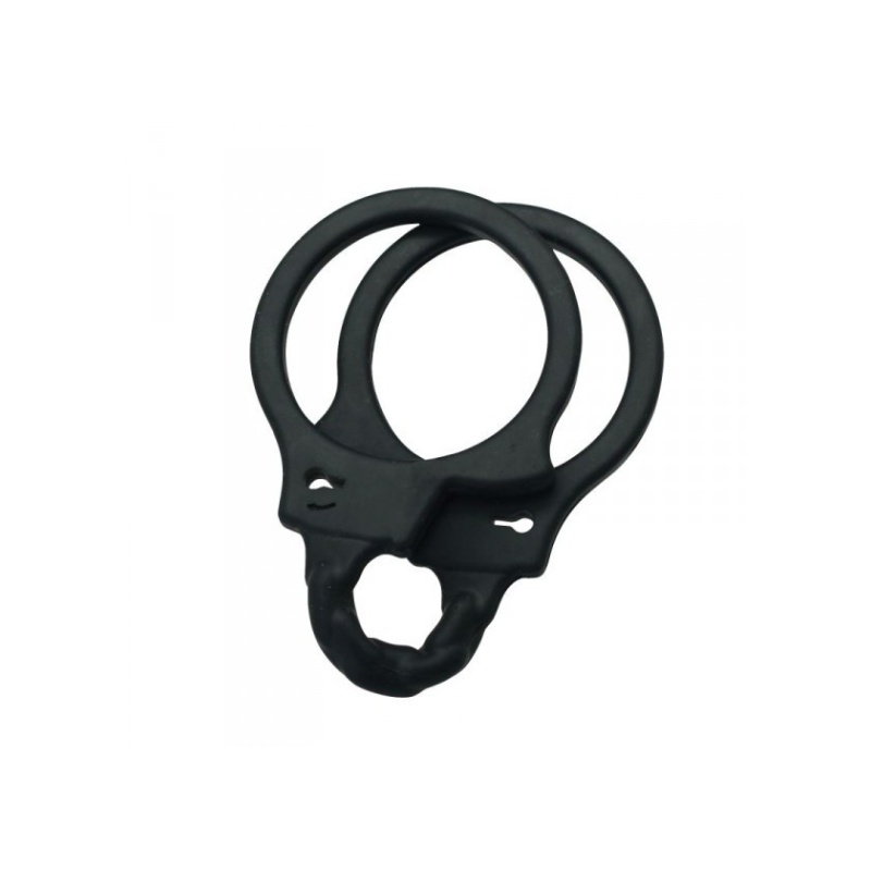 Kajdanki Ergonomiczne Realistic Handcuffs – Silikon, Czarny - 3