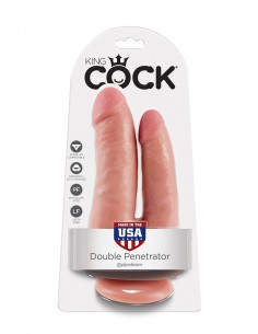 Podwójny sztuczny penis z przyssawką King Cock 21 cm - Dilda podwójne - 1 2