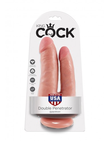 Podwójny sztuczny penis z przyssawką King Cock 21 cm - Dilda podwójne - 2