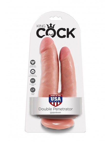 Podwójny sztuczny penis z przyssawką King Cock 21 cm - Dilda podwójne - 2