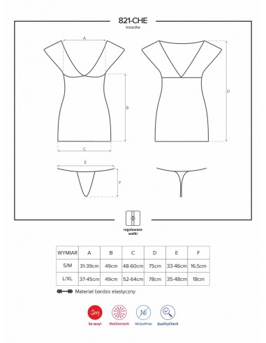 Bielizna Nocna 821-Che-1 Koszulka I Stringi  S/M - Koszule nocne - 7