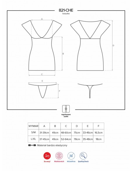 Bielizna Nocna 821-Che-1 Koszulka I Stringi  S/M - Koszule nocne - 7