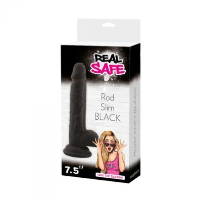 Dildo Realistyczne Real Safe Rod Slim 19 cm Czarny - 1 2