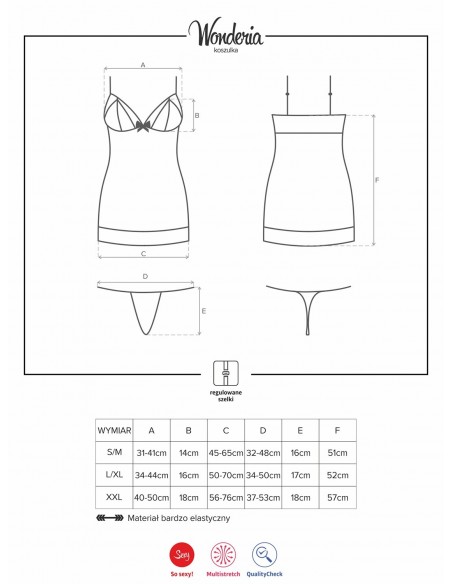 Bielizna Nocna Wonderia Koszulka I Stringi  S/M - Koszule nocne - 2