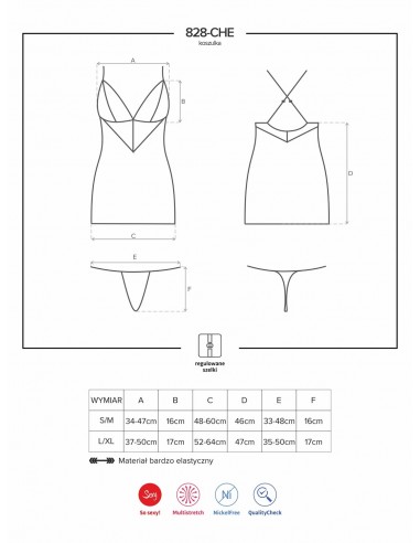 Bielizna Nocna 828-Che-1 Koszulka I Stringi  S/M - Koszule nocne - 7