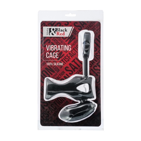 Pierścień erekcyjny z wibracją Black & Red - silikonowa nakładka ze stymulatorem łechtaczki, 14,5 cm - 2