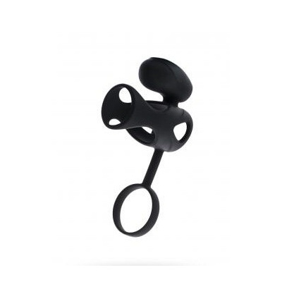 Pierścień erekcyjny z wibracją Black & Red - silikonowa nakładka ze stymulatorem łechtaczki, 14,5 cm - 1