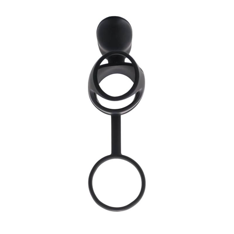 Pierścień erekcyjny z wibracją Black & Red - silikonowa nakładka ze stymulatorem łechtaczki, 14,5 cm - 3