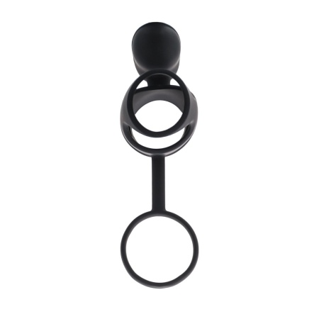 Pierścień erekcyjny z wibracją Black & Red - silikonowa nakładka ze stymulatorem łechtaczki, 14,5 cm - 3