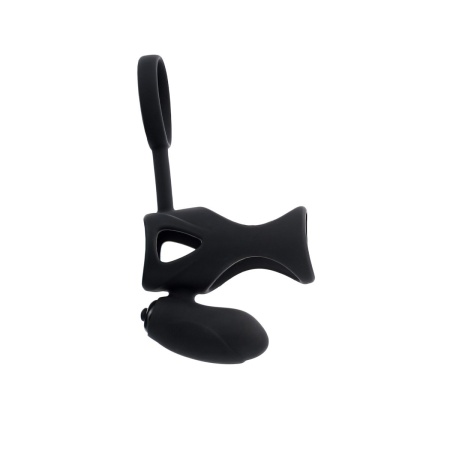 Pierścień erekcyjny z wibracją Black & Red - silikonowa nakładka ze stymulatorem łechtaczki, 14,5 cm - 4