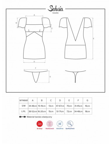 Bielizna Nocna Sedusia Koszulka I Stringi  S/M - Koszule nocne - 7