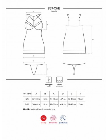 Bielizna Nocna 857-Che-1 Koszulka I Stringi  S/M - Koszule nocne - 7