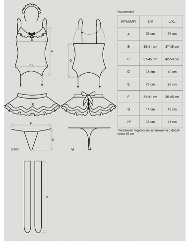 Strój Pokojówki Housemaid Kostium 5-Częściowy  S/M - Kostiumy i przebrania erotyczne - 8