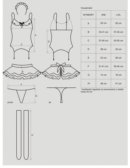 Strój Pokojówki Housemaid Kostium 5-Częściowy  S/M - Kostiumy i przebrania erotyczne - 8