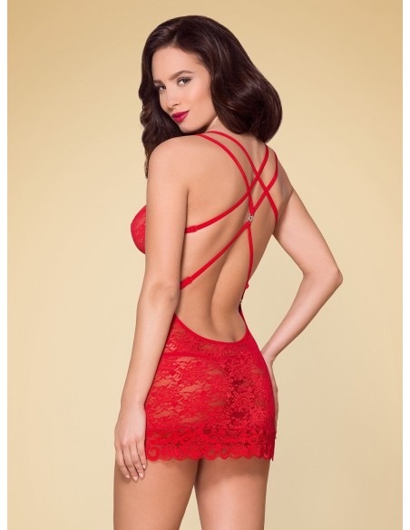 Bielizna Nocna 860-Che-3 Koszulka I Stringi Czerwona L/Xl - Koszule nocne - 4