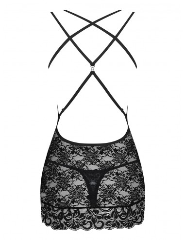 Bielizna Nocna 860-Che-1 Koszulka I Stringi Czarna L/Xl - Koszule nocne - 6