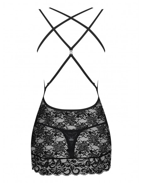 Bielizna Nocna 860-Che-1 Koszulka I Stringi Czarna L/Xl - Koszule nocne - 6