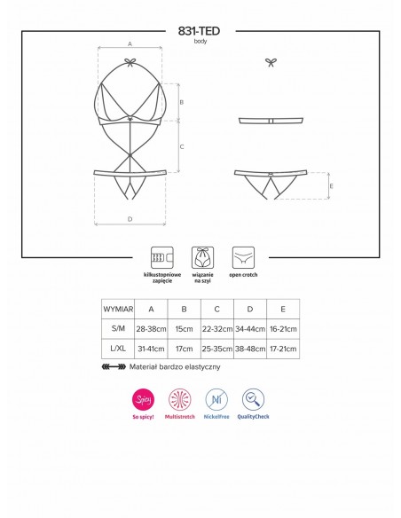 Uwodzicielska bielizna 831-TED-1 body  S/M - Body - 7